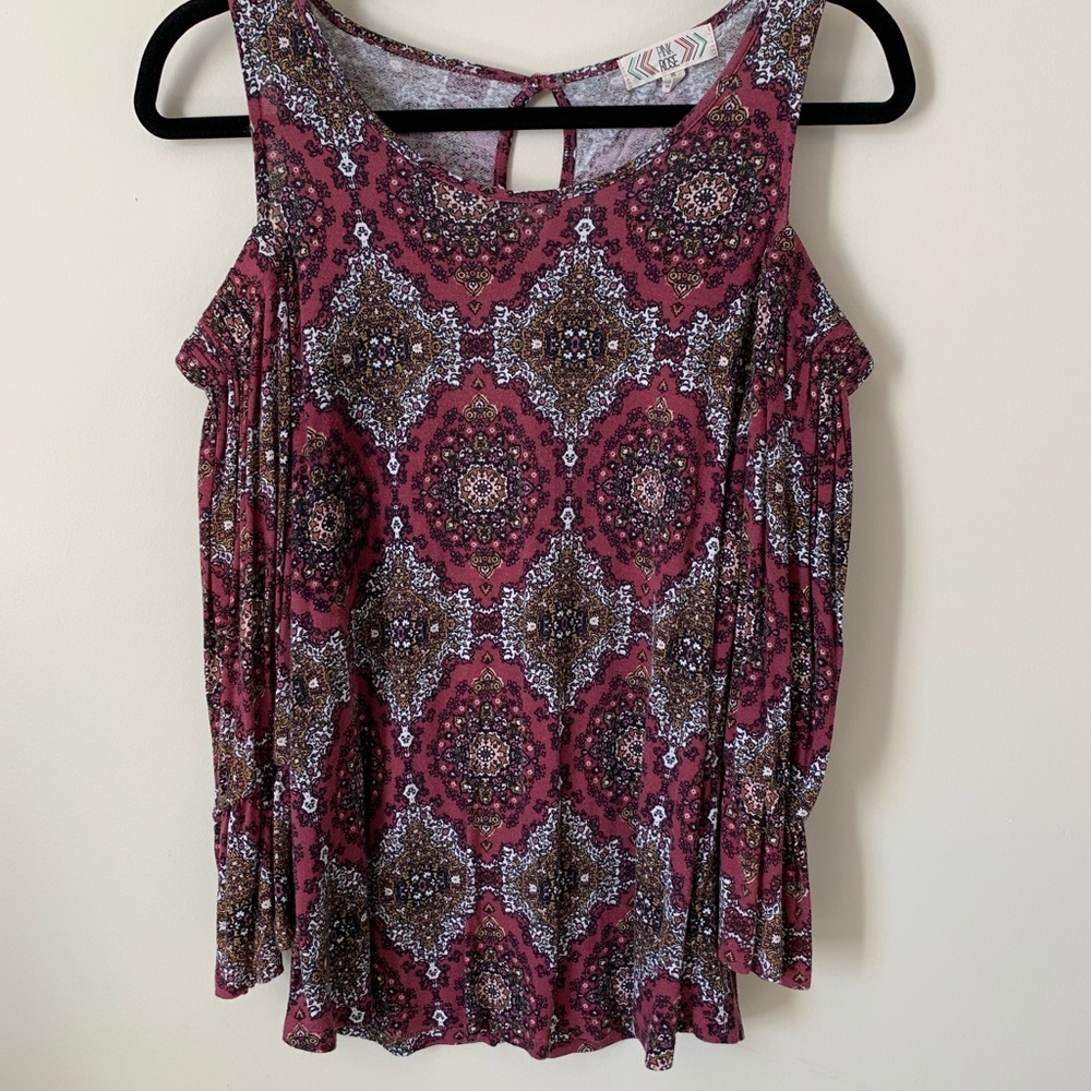 Pink Rose Off-the-Shoulder Print Top